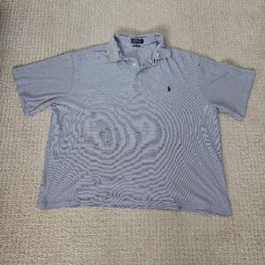 Polo Ralph Lauren Men 2XB Big & Tall Pima Soft Touch Shirt Blue & White stripped